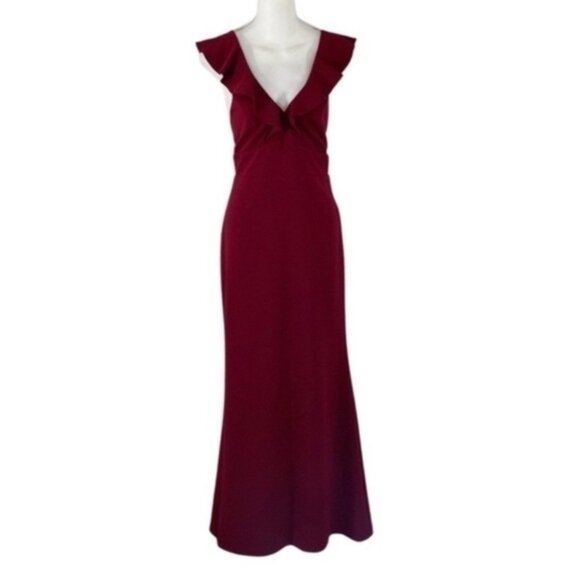 Lulu’s Perfect Opportunity Burgundy Ruffle Strap Formal Maxi Dress Medium M HH8 - Picture 2 of 12